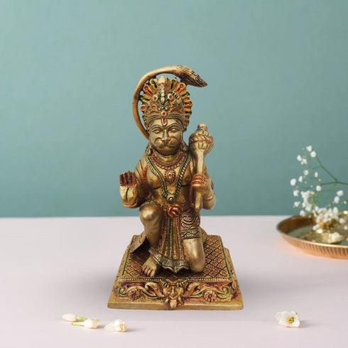 Brass Sitting Hanumna Ji Statue 2.822Kg