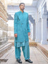 Vastramay Men's Sea Green Combo Set With Dupatta