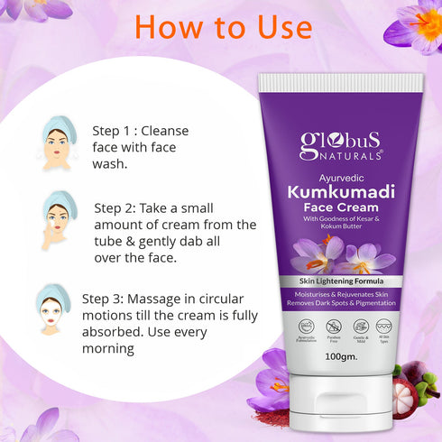 Globus Naturals Ayurvedic Kumkumadi Skin Lightening Face Cream Suitable For All Skin Types