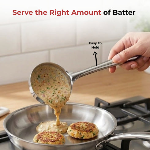 Vinod Stainless Steel Dosa Making Spoon Ladle Set of 2 Highest Grade Stainless Steel Rust Free Dishwasher Safe