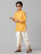 Ramraj Cotton Boys Yellow Kurta with Cream Elastic Panchakacham Combo FS1