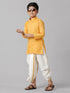Ramraj Cotton Boys Yellow Kurta with Cream Elastic Panchakacham Combo FS1
