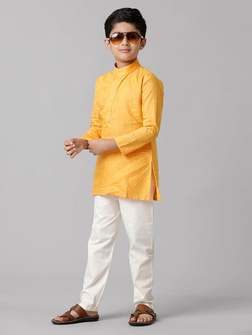 Ramraj Cotton Boys Fantastic Kurtha Full Sleeves Yellow FS1