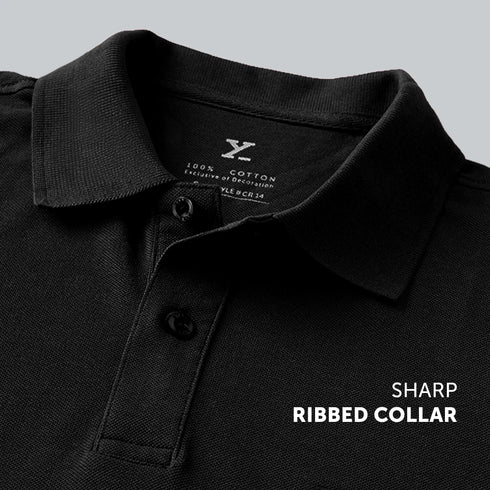 XYXX Nova Combed Cotton Polo T-shirts Pitch Black