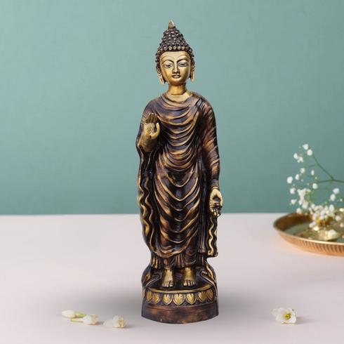 Brass Standing Budha Statue 10.38Kg