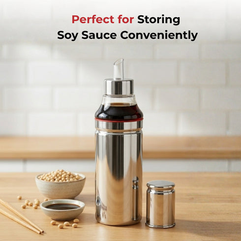 Vinod Stainless Steel Oil Pot 500 ml Crafted from Highest Grade Steel with Anti Drip Spout Rust Free Body and Dishwasher Safe Care