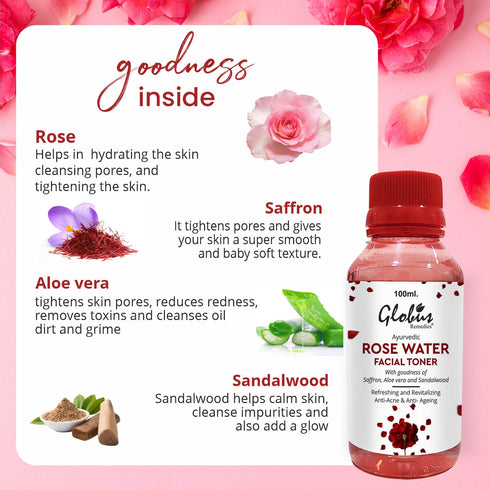 Globus Naturals Ayurvedic Rose Water Facial Toner