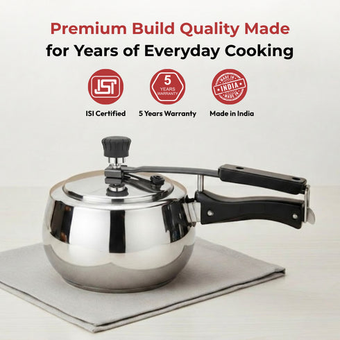 Vinod Doniv Stainless Steel Sandwich Bottom Pressure Cooker With Inner Lid 3 Ltr Amaze Series Induction Friendly