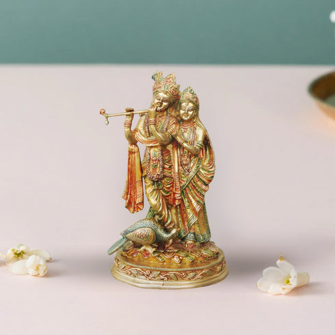 Brass Radha Krishna God Idol Statue 3.76Kg