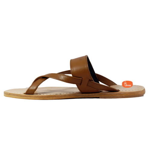 Vhaanfootwear Double Wadi Gandhi Design Soft Leather Cream Color Kolhapuri Chappal for men