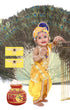 Raj Fancy Dresses Baby Krishna Dress Pagri| Mala Brocade Fabric Janmashtami Costume