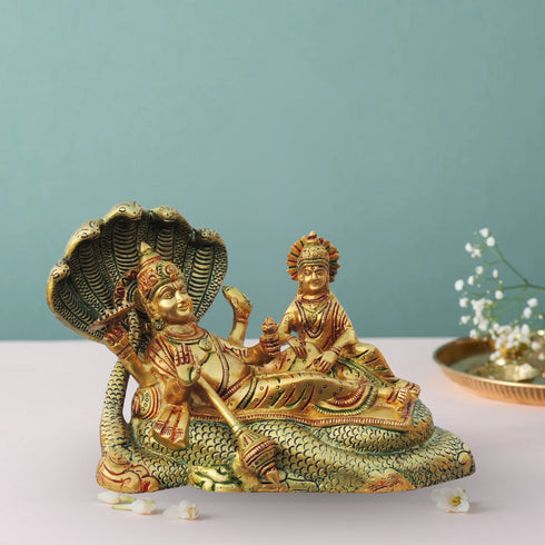 Brass Vishnu Laxmi With Shesnag Statue 4.2Kg