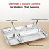 Vinod Stainless Steel 5 Compartment Plate with Square Edges Lunch and Dinner Plate Bhojan Thali High Quality Steel Rust Free Pack of 2