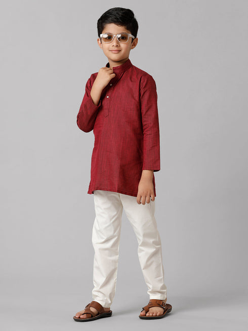 Ramraj Cotton Boys Fantastic Kurtha Full Sleeves Maroon FS7