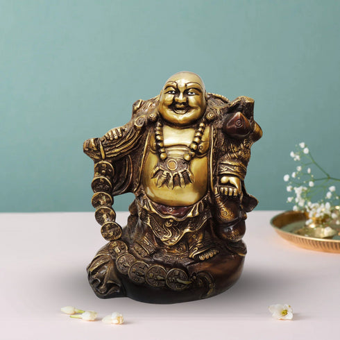 Brass Laughing Budha Antique Statue 6.04Kg