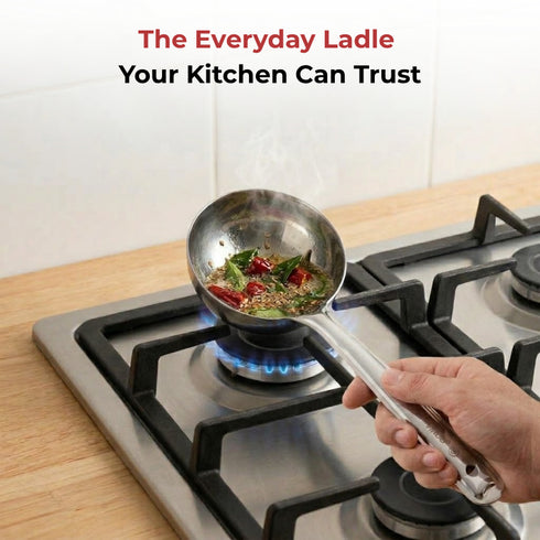 Vinod Stainless Steel Basting Serving Ladle Serving Spoon Karchi Set of 2 18 cm High Quality Stainless Steel Rust Free Dishwasher Safe No 1