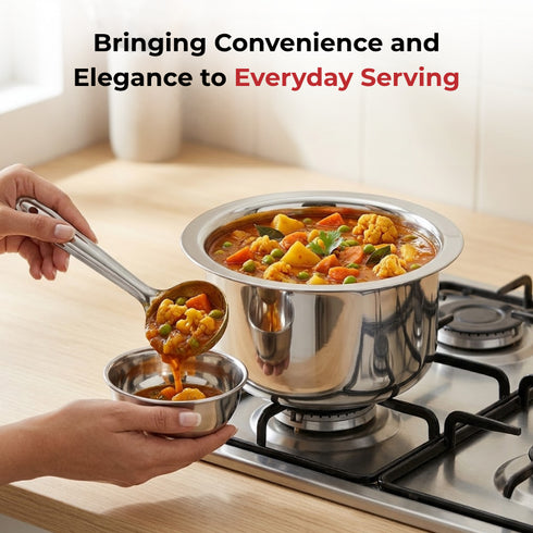 Vinod Stainless Steel Induction Friendly Flat Bottom Tope without Lid 6 Litre with Mirror Finish Strong and Durable Rust Free No 18