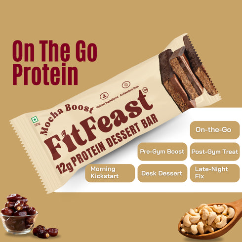 Fitfeast Dessert Protein Bars Mocha Boost (Pack of 3)