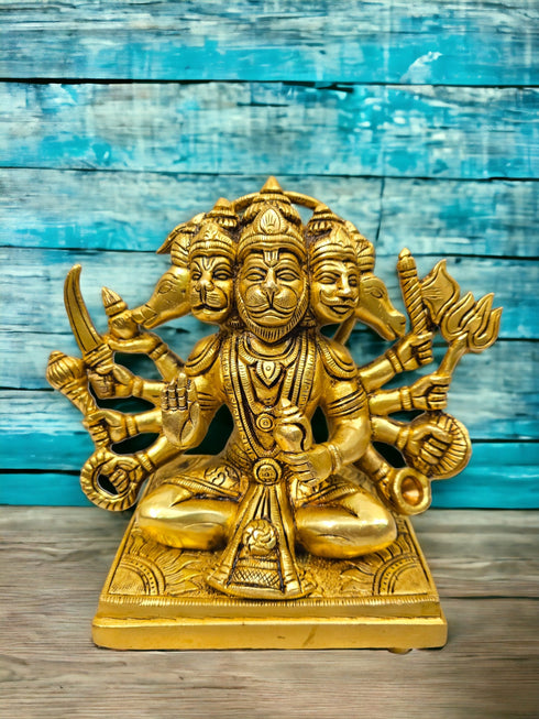 Tamas Brass Panchmukhi Hanuman Sitting Statue/Idol