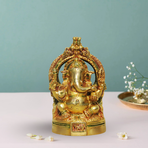 Brass Ganesh With Frame Statue 1.52Kg