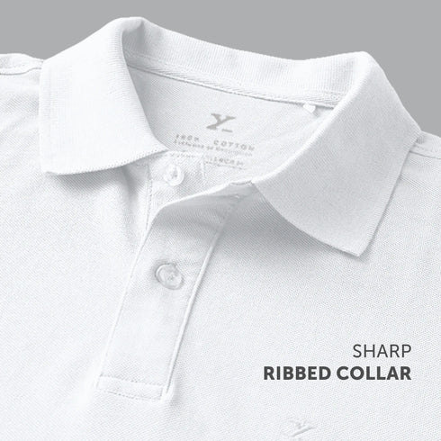 XYXX Nova Combed Cotton Polo T-shirts Polar White