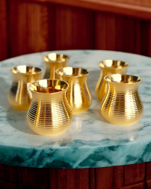 Tamas Brass Matki Shape Glasses Set