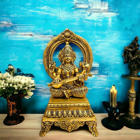 Tamas Brass Divinity of Knowledge - Saraswati Statue/Idol