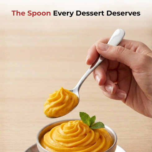 Vinod Decora Stainless Steel Dessert Spoon Set of 12 Piece Heavy Gauge Steel Mirror Finish Rust Free Tough Strong and Durable