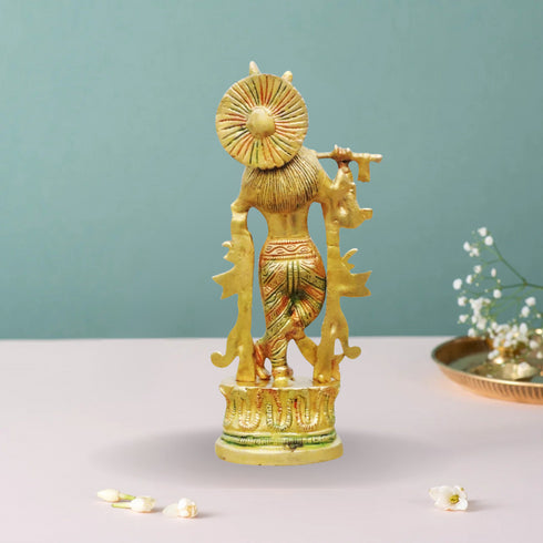 Brass Krishna Colour Statue 0.965Kg