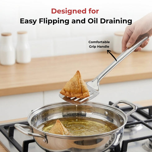 Vinod Stainless Steel Basting Slotted Turner Cooking Palta Set of 2 30 cm High Quality Stainless Steel Rust Free Dishwasher Safe No 4