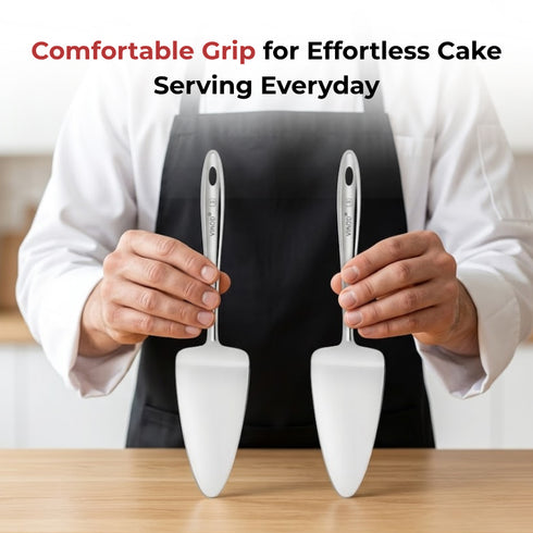 Vinod Stainless Steel Cake Desserts Server Set of 2 Highest Grade Stainless Steel Mirror Finish Rust Free Dishwasher Safe