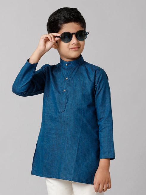 Ramraj Cotton Boys Fantastic Kurtha Full Sleeves Blue FS8