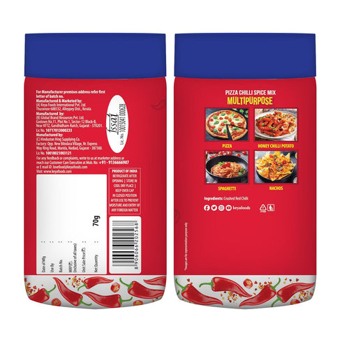 Keya Pizza Chilli Flakes Natural Chilli Flakes Dry Red Chilli Flakes Seasonings Multipurpose Seasoning Zero added Colours Fillers Additives & Preservatives 100 Natural Perfect for Pizza Pasta Chilli Potato Sweet Corn Makhana