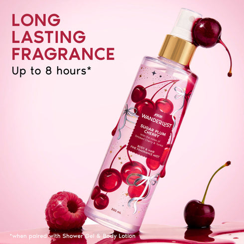 Wanderlust Sugar Plum Cherry Body & Hair Perfume Mist (Raspberry, Rose)