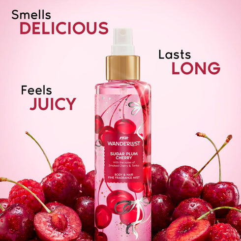 Wanderlust Sugar Plum Cherry Body & Hair Perfume Mist (Raspberry, Rose)