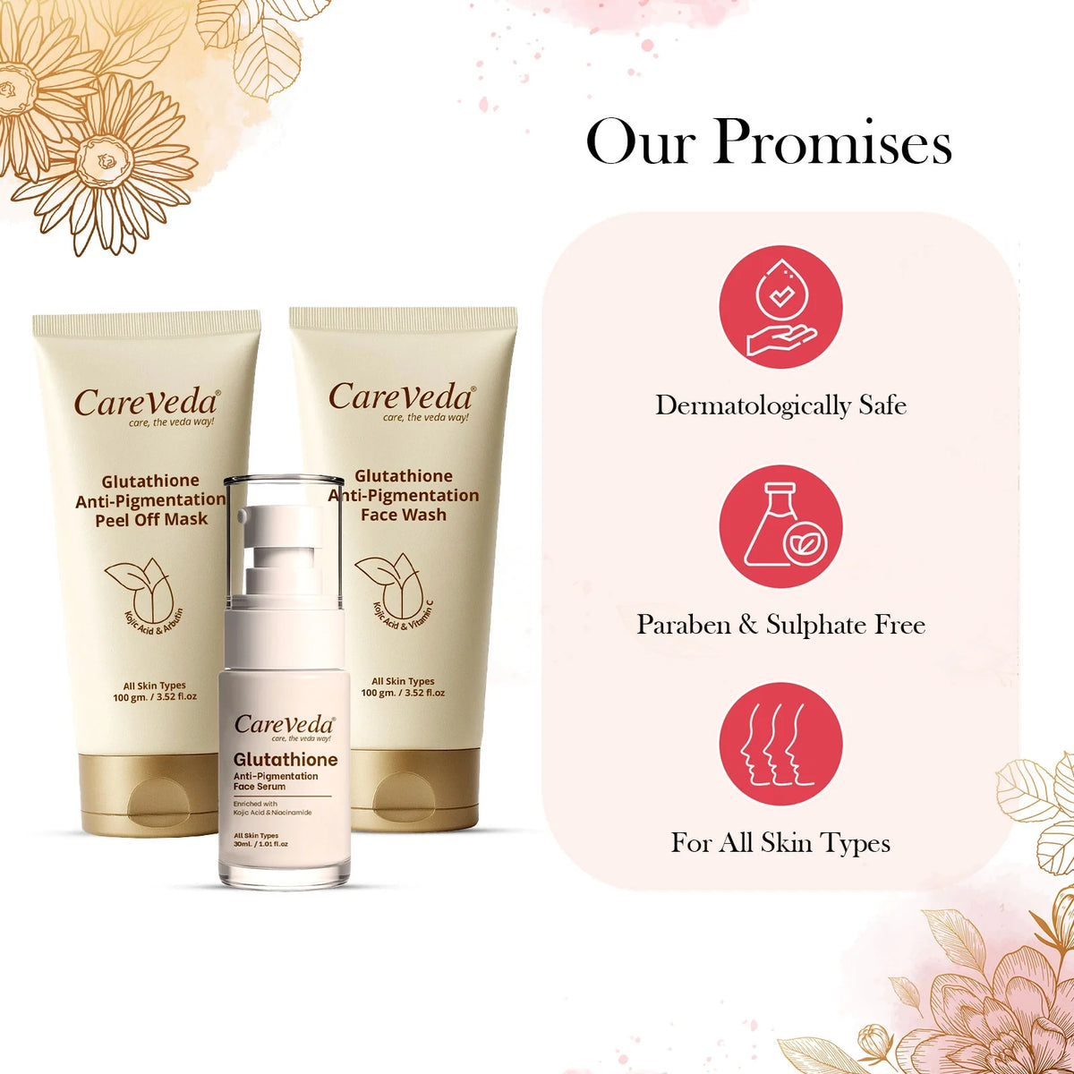 CareVeda Glutathione Skin Care Set of 3 Face Wash Peel Off Mask and Fa – PUSHMYCART