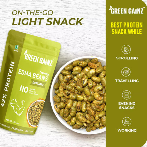 Green Gainz Edamame Achaari (Pack of 9)