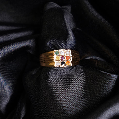 22 Carat Gold Navaratna Stones Design Ring 7.01g by Mahita Collections