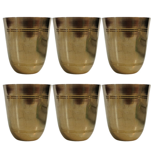 Pure Brass Bell Shape Water Glass | Pack of 6