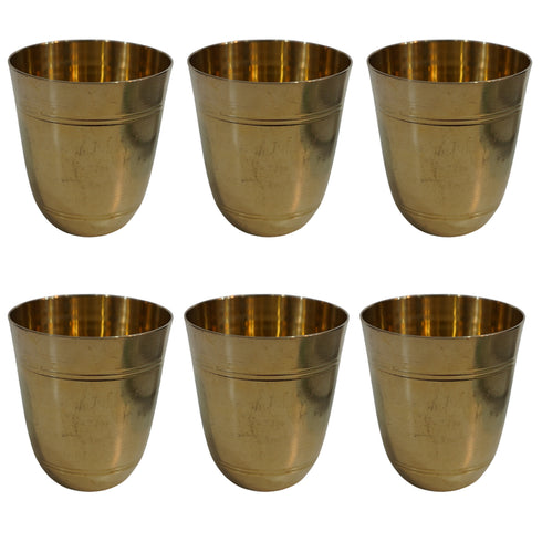 Pure Brass Bell Shape Water Glass | Pack of 6