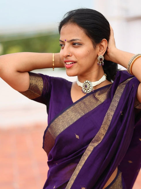 Vasthrlay Lavender Kanjivaram Saree