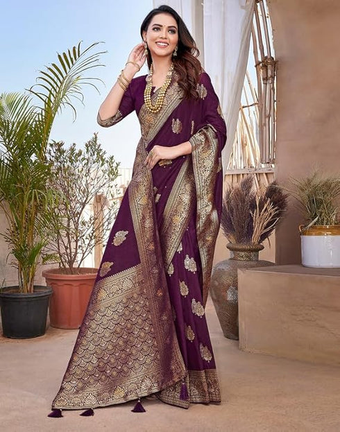 Vasthrlay Banarasi Kanjivaram Unstitched Pink Saree