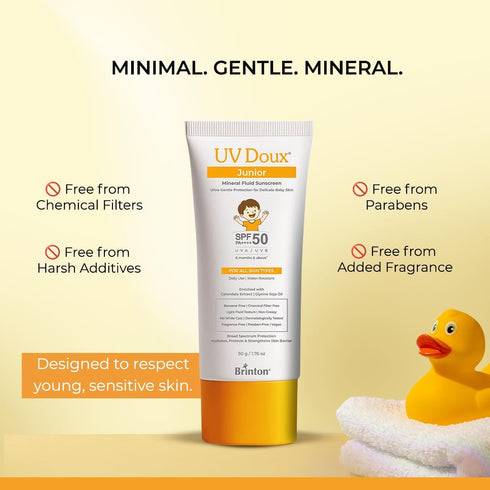 UV Doux Junior Mineral Fluid Sunscreen SPF 50 for Babies & Kids