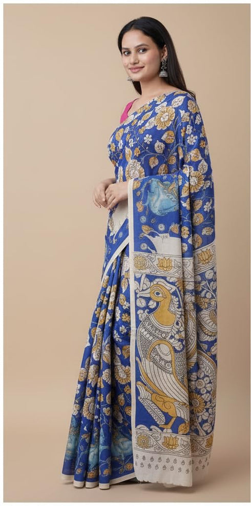 Vasthrlay Kalamkari Printed Cotton Linen Traditional