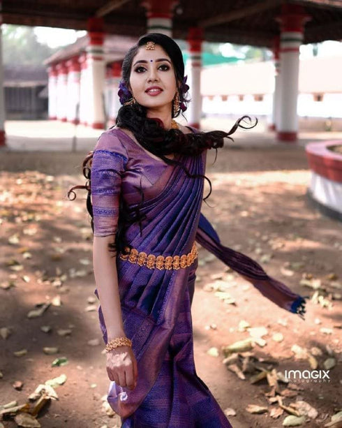 Vasthrlay Purple Banarasi Saree