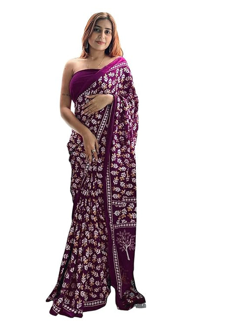 Siril Women'S Pure Cotton Printed Saree With Unstitched Blouse Piece