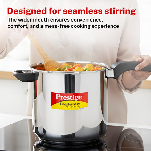 Prestige 3 Litre Stainless Steel Deluxe Alpha Svachh Outer Lid Pressure Cooker