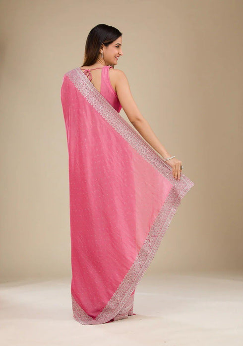 Vasthrlay Elegant Vichitra Embroidered Border