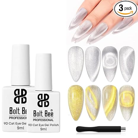 Cat Eye Gel Nail Polish Silver and Gold Wide Cateye Gel Polish Soak Off