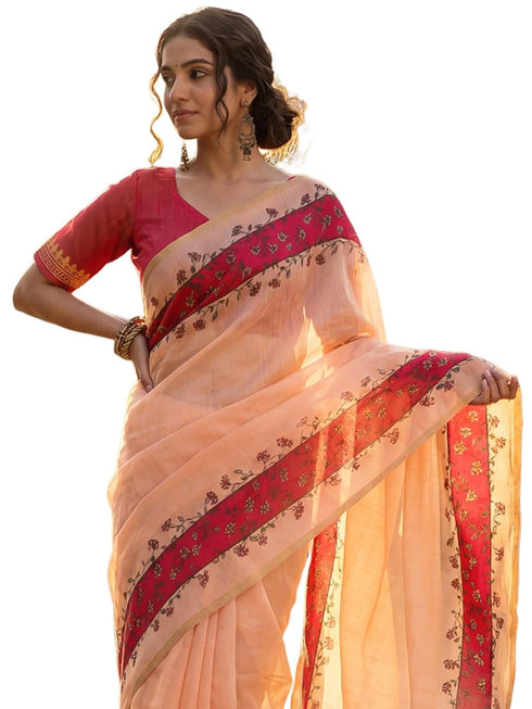 Vasthrlay Printed Peach1 Saree
